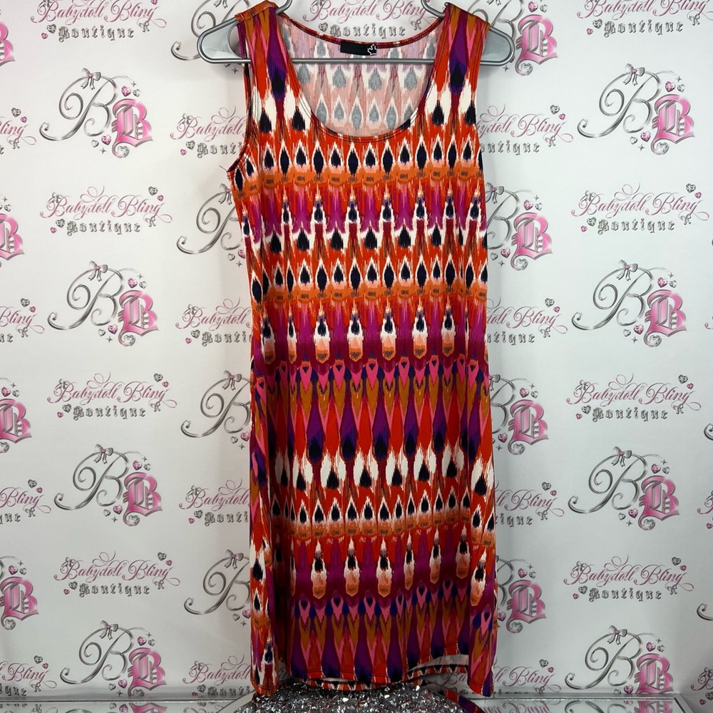 Sears dress Aztec chevron pink Orange and Purple Patterned Midi Dress